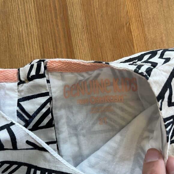 GENUINE KIDS OshKosh Toddler Dress 3T Black/White Tribal Print Cotton - Picture 5 of 12